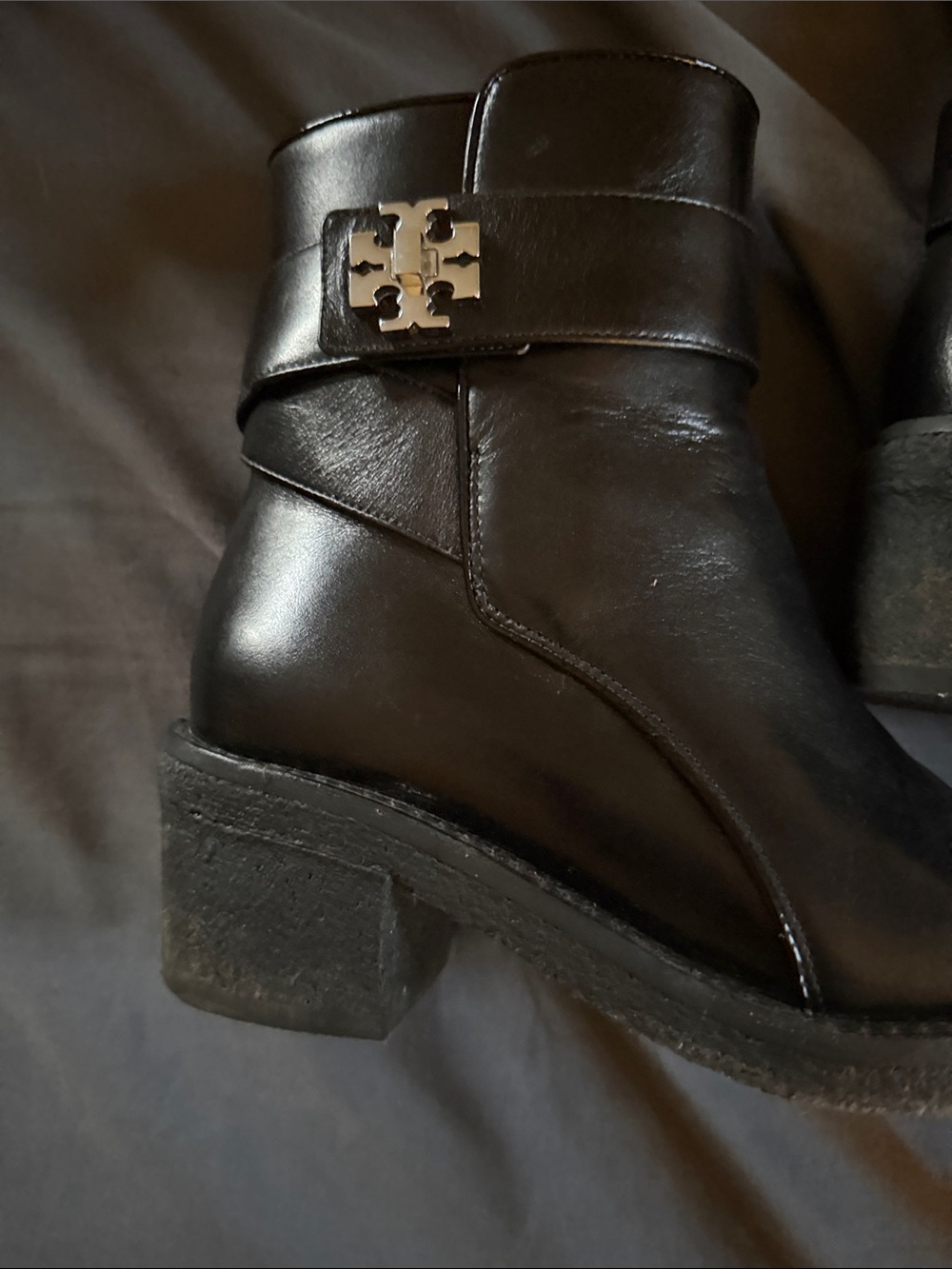 TORY BURCH Women's Kira Block Heel Booties In Perfect Black Size 5 - Picture 9 of 12